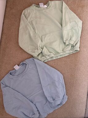 Zara Pastel Green & Pastel Blue Pullover Sweatshirts